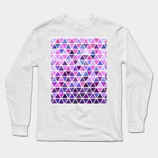 Berry Purples - Triangle Patchwork Pattern Long Sleeve T-Shirt